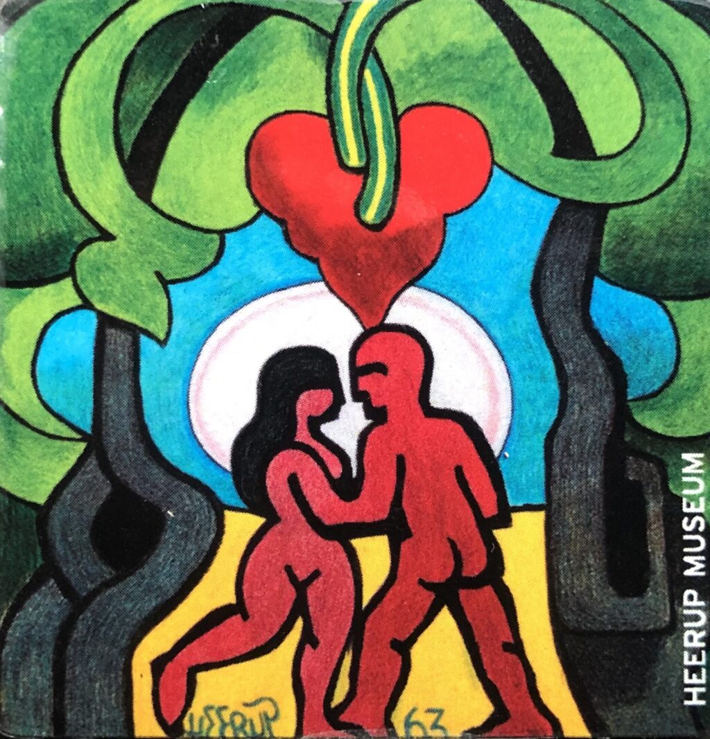 Gå til varen: Kunstmagnet lille − Elskende par i hjerteskoven